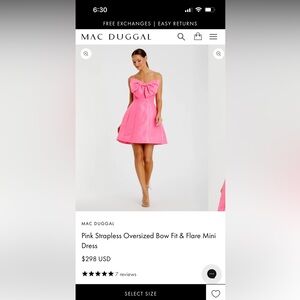 Macduggal strapless pink bow dress.